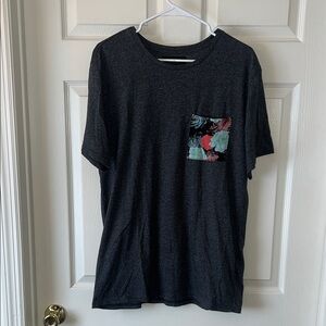 PacSun Charcoal Tee with Floral Pocket